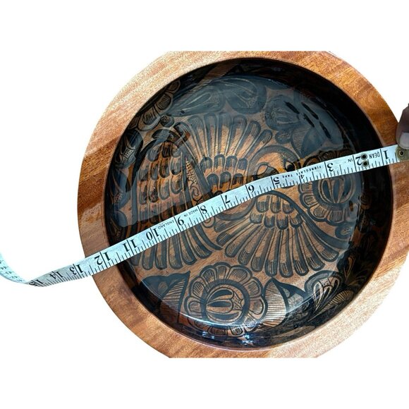 VTG Handmade Mexican Wooden Bowl Set Hand Painted Birds Signed Jose Angel Ixtapa - Picture 8 of 11